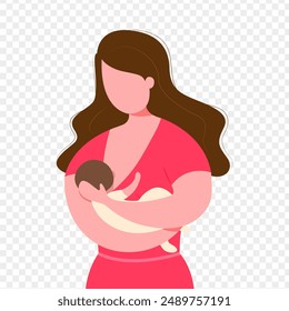 Vector illustration of breastfeeding mother with baby on transparent background