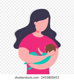 Vector illustration of Breastfeeding mother on transparent background