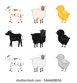 Vector illustration of breeding and kitchen sign. Set of breeding and organic vector icon for stock.