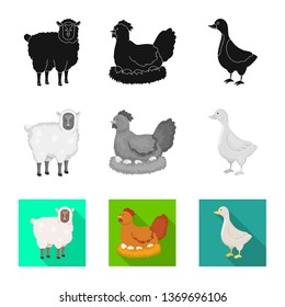 Vector illustration of breeding and kitchen  symbol. Collection of breeding and organic  stock vector illustration.