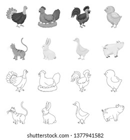 Vector illustration of breeding and kitchen  symbol. Collection of breeding and organic  stock vector illustration.