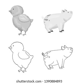 Vector illustration of breeding and kitchen  symbol. Collection of breeding and organic  stock symbol for web.