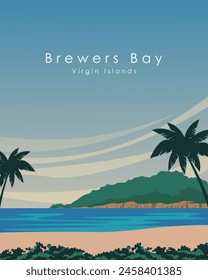 Vector illustration. Brewers Bay. Wall poster, print, banner design, postcard, cover, packaging. Modern design.