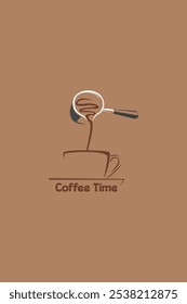 Vector illustration of brewing a cup of coffee