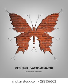 Ilustración vectorial de la mariposa dañada por ladrillos. Eps10