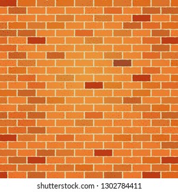 Vector illustration, brick wall background, in red and terracotta colors.