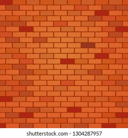 Vector illustration, brick wall background, in red and terracotta colors.