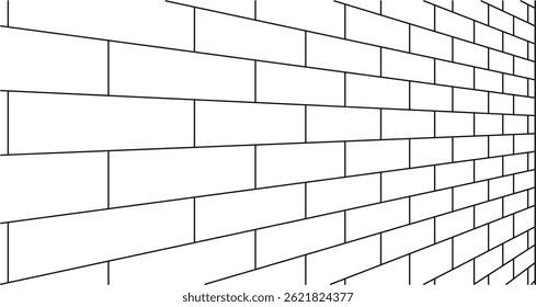 Vector illustration of a brick wall in linear perspective. Ideal for architecture, construction, background patterns, and structural design visuals