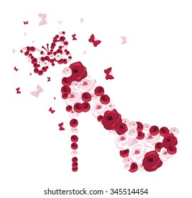 vector illustration of a bridal floral shoe
