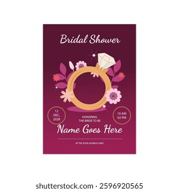 Vector illustration of bridal shower flyer poster template design