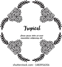 Vector illustration bridal shower with leaf flower frames isolated on white backdrop