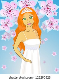 vector illustration bride in Greek style dress