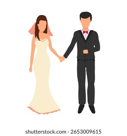 Ilustração vetorial de uma noiva e um noivo no dia do casamento.