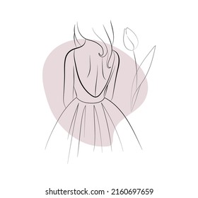 Vector illustration of a bride in wedding dress and with floral ornament and abstracts