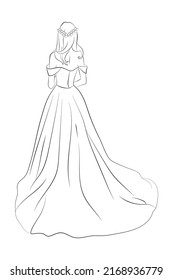 Vector illustration of a bride in wedding dress