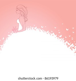 Vector illustration of Bride in white dress