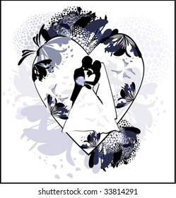 vector illustration of bridegroom and bride
