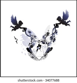 vector illustration of bridegroom and bride