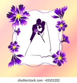 vector illustration of bridegroom and bride