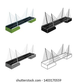 Vector illustration of bridge and construction logo. Collection of bridge and suspended  stock symbol for web.