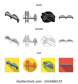 Vector illustration of bridge and construction logo. Collection of bridge and arch vector icon for stock.