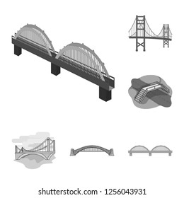 Vector illustration of bridge and construction symbol. Collection of bridge and arch stock vector illustration.