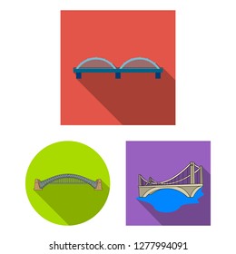 Vector illustration of bridge and construction symbol. Collection of bridge and arch vector icon for stock.