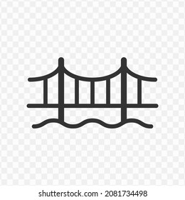 Vector illustration of bridge icon in dark color and transparent background(png).