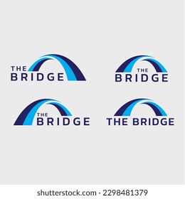 Vector Illustration The Bridge logo with gray background in blue shade