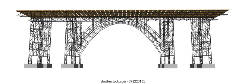 Vector illustration of a bridge with metro
