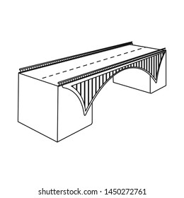 Vector illustration of bridge and mounted sign. Collection of bridge and coast stock symbol for web.