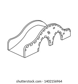 Vector illustration of bridge and pedestrian symbol. Collection of bridge and arch stock symbol for web.