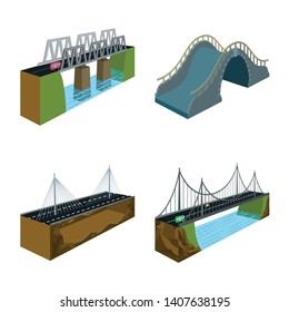 Vector illustration of bridgework and architecture icon. Set of bridgework and structure  stock vector illustration.