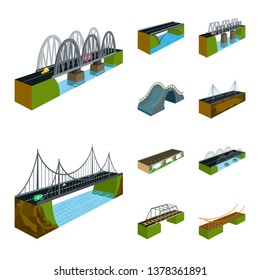 Vector illustration of bridgework and architecture logo. Collection of bridgework and structure  vector icon for stock.