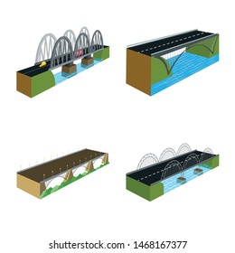 Vector illustration of bridgework and architecture logo. Collection of bridgework and structure stock symbol for web.
