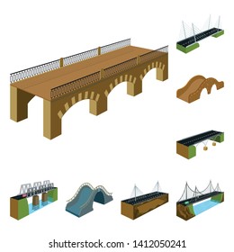 Vector illustration of bridgework and architecture sign. Set of bridgework and structure  stock symbol for web.