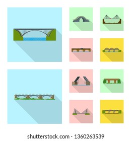 Vector illustration of bridgework and bridge icon. Collection of bridgework and landmark stock symbol for web.