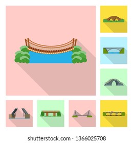 Vector illustration of bridgework and bridge icon. Collection of bridgework and landmark stock symbol for web.