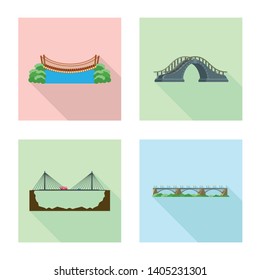 Vector illustration of bridgework and bridge icon. Set of bridgework and landmark stock symbol for web.