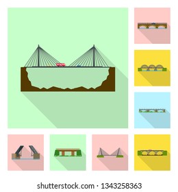Vector illustration of bridgework and bridge logo. Collection of bridgework and landmark vector icon for stock.