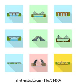 Vector illustration of bridgework and bridge logo. Collection of bridgework and landmark vector icon for stock.