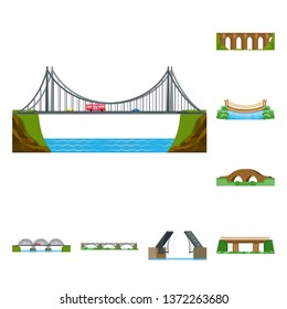 Vector illustration of bridgework and bridge logo. Set of bridgework and landmark stock symbol for web.