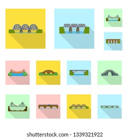 Vector illustration of bridgework and bridge sign. Set of bridgework and landmark stock symbol for web.