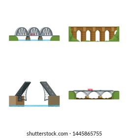 Vector illustration of bridgework and bridge sign. Collection of bridgework and landmark stock symbol for web.