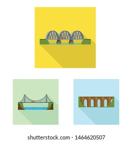 Vector illustration of bridgework and bridge sign. Set of bridgework and landmark stock symbol for web.