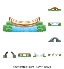 Vector illustration  bridgework and bridge symbol. Collection  bridgework and landmark vector icon for stock.
