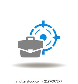 Vector Illustration Of Briefcase With Aim. Icon Of Business, Company, Entrepreneur. Symbol Of LLC Limited Liability Company.