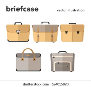 Vector illustration of briefcase bags set in flat design style