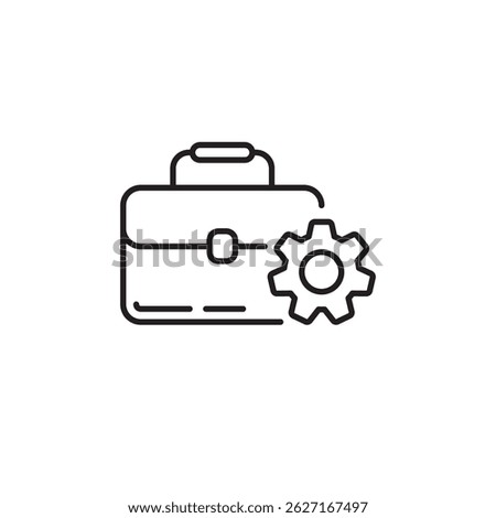 Vector illustration of briefcase with gear in linear style suitable for work automation icon