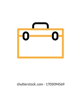 Vector illustration, briefcase icon. Line and two colour design template